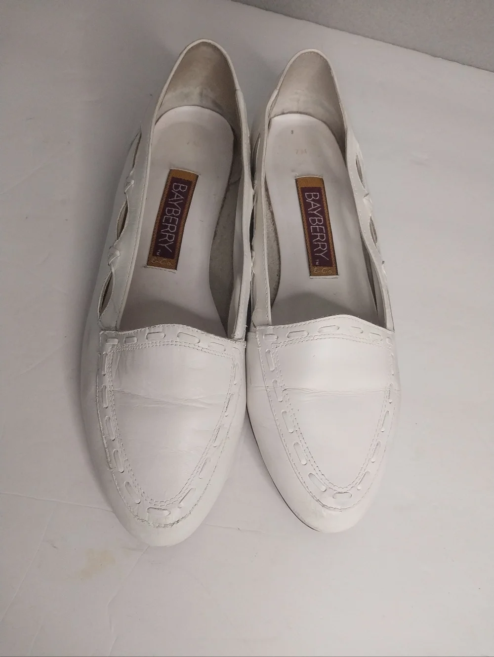 BAYBERRY Size 7M White Leather Upper Balance Loafers for Women